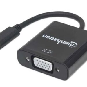 MANHATTAN 151771 Convertidor USB-C a VGA; Convierte una señal USB-C a una pantalla VGA - soporta resoluciones de hasta 1920x1080p a 60Hz