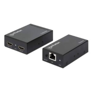 MANHATTAN 207461 Kit extensor de HDMI sobre Ethernet - resolución de 1080p hasta a 50 m, Cable Cat6, Soporta IR