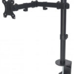 MANHATTAN 461542 Soporte de escritorio para monitor soporta monitores de 13 a 32 pulgadas - hasta 8 kg, movimiento de brazos de doble articulación, negro