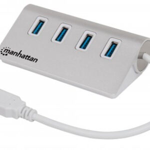 Hub USB MANHATTAN 163767 - USB 3.0, 5000 Mbit/s, 4 x USB 3.0 A, Blanco, 4 puertos