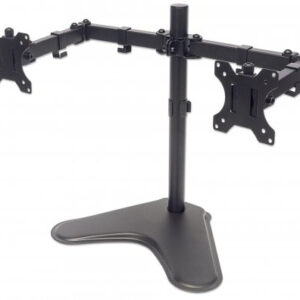 Soporte para dos monitores MANHATTAN Movimiento con brazos de doble articulación - Brazo de Montaje, Negro, 8 kg, Acero