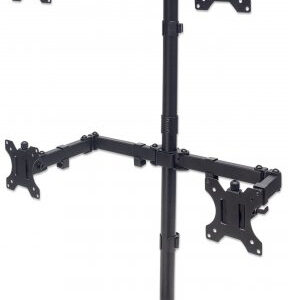 MANHATTAN 461566 Soporte para cuatro monitores - movimiento con brazos de doble articulación, monitores LCD de 13 pulgadas a 32 pulgadas, hasta 8 kg, montaje en escri