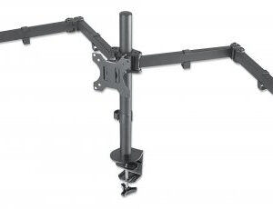 MANHATTAN movimiento articulado, 3 pantallas planas de 10 461658 Soporte para monitor - de escritorio, movimiento articulado, 3 pantallas planas de 13 pulgadas a 27 pulgadas máximo 7 kg cada una.