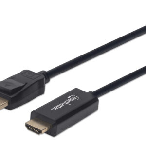 MANHATTAN 152662 Cable DisplayPort Macho a HDMI Macho - 1 m, negro resoluciones de video Full-HD hasta 1080p a 60Hz