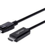 MANHATTAN 153201 Cable DisplayPort a HDMI 4k - Conector Macho DP a HDMI Macho, Longitud 1.8 m, Color negro.