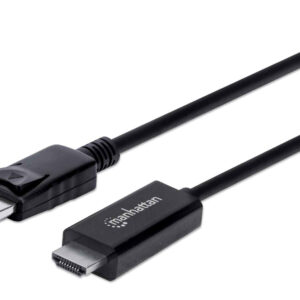 MANHATTAN 153201 Cable DisplayPort a HDMI 4k - Conector Macho DP a HDMI Macho, Longitud 1.8 m, Color negro.