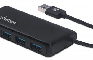 MANHATTAN 164900 Hub USB 3.2 Gen 1 de 4 puertos USB-A USB 3.2 Gen 1. Alimentación por Bus - no es necesaria una fuente de alimentación externa.