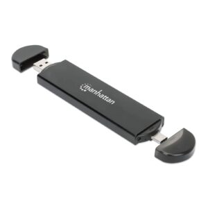 MANHATTAN 130639 Gabinete USB a SDD M.2 NVMe y SATA - Conector USB-C y USB-A integrado para una conexión de host versátil.