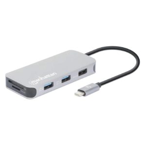 MANHATTAN 130615 Docking Station para conexión USB-C 8 en 1 - Con entrega de energía de hasta 100w.