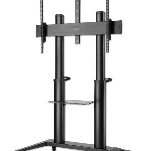 MANHATTAN 462341 Soporte de aluminio para TV de ultra alta resistencia con ruedas: Soporta una pantalla de 70 pulgadas a 120 pulgadas de hasta 140 kg (308 lbs.) - inc