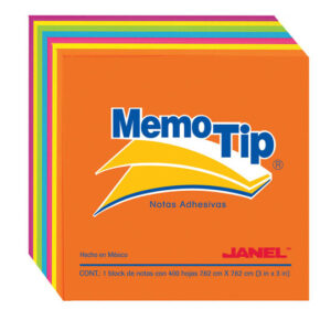 JANEL Nota Adhesiva Memo Tip 6590303197 - 400 Hojas, Neon, 3x3 Inches
