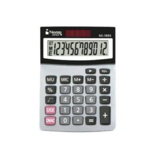 Calculadora Nextep NE-188X 12 Dígitos Cubierta Metálica Semi Escritorio Batería Solar/Pila 26 teclas