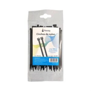Cincho de Nylon Nextep NE-638N Sujeta Cables color Negro Dimensiones: 10 cm x 2.5 bolsa c/100