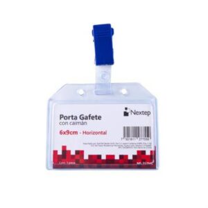 Porta Gafete Plástico Flexible Horizontal Nextep NE-352HC 6x9 con Broche Caiman 12 piezas color azul o blanco según disponibilidad