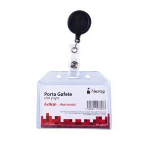 Porta Gafete Plástico Flexible Horizontal Nextep NE-352HY 6x9 con Broche de Yoyo 12 piezas color azul o Negro según disponibilidad