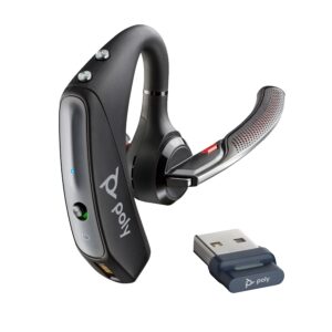 PLANTRONICS Poly VOYAGER 5200 UC - Bluetooth para moviles y computadoras, incluye estuche de carga y adaptador Bluetooth
