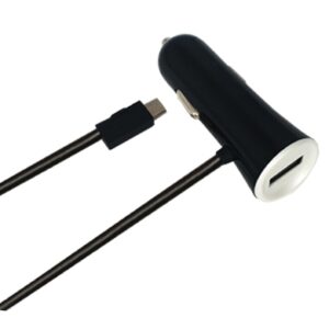 789536DB Cargador usb para auto BROBOTIX 5v 3a con cable - color negro con blanco
