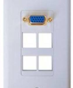 Tapa - faceplate de 1 panel con jack svga hembra - + 4 paneles p/jack, universal, standard, blanco, BROBOTIX 087311