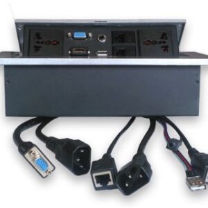 Caja de Mesa - RJ45 Cat 5e, HDMI, SVGA, USB V2.0, 3.5 mm, Nema 5-15R, Plata, BROBOTIX 005514