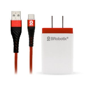 Cargador BROBOTIX USB C/CABLE TIPO C CARGA RÁPIDA - rojo, pared, 5 v, 1 puerto usb v3.0