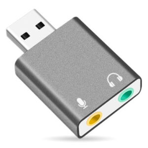 Convertidor USB V2.0 a Audio 3.5 mm/Auxiliar - 7.1 Canales, Gris plata, 263571 BROBOTIX