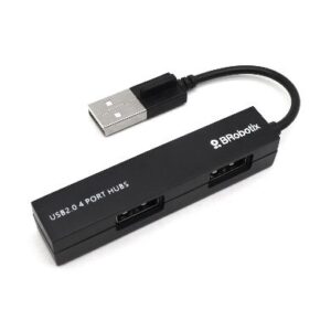 Hub USB V2.0 - Compacto, 4 Puertos, Negro BROBOTIX 497677, USB V2.0, 4 puertos, 480 Mbit/s, Negro