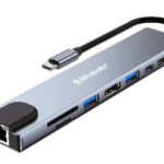 Docking Station USB C - 8 EN 1, HDMI/RJ45 GIGABIT/USB A/USB C/SD/MICRO SD. BROBOTIX 60007000