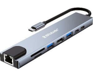 Docking Station USB C - 8 EN 1, HDMI/RJ45 GIGABIT/USB A/USB C/SD/MICRO SD. BROBOTIX 60007000