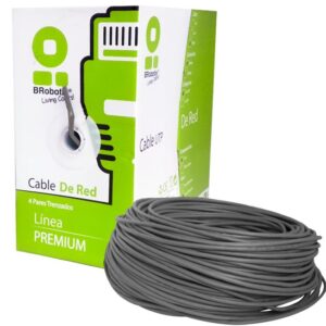 Bobina UTP - CAT5e, 100 m, Interior, Gris, CCA, en Caja Protectora, c/Tubo Despachador, Metreada, Ideal p/ RED / CCTV, BROBOTIX 400052G