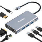 6001202 Docking Station USB C - 7 EN 1, HDMI/RJ45 RJ45 10/100 A/USB C/VGA. BROBOTIX 60001202