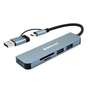Docking Station Conector DUAL Tipo USB A C - V3.0, 5 en 1, /3 USB/SD/microSD/ BROBOTIX 6005453