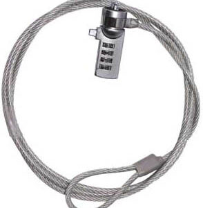 TZCCL01 Candado de combinación TECHZONE Tipo T-Bar - 1.8 m de longitud/4mm, acero inoxidable recubierto en vinilo. Empaque retail, 1 año de garantía.