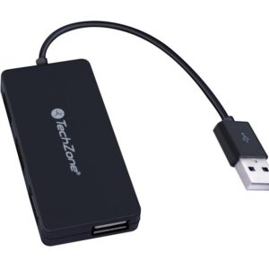 TZ17HUB02 Hub TECHZONE - 4 puertos USB 2.0, color negro, 1 año de garantía.