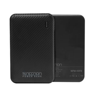 Powerbank NPW-05FB NECNON 5000mah carga 2.1a 1 a 2 cargas indicador led entrada y salida tipo c negro carga acelerada nbpb0501fb