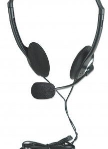 MANHATTAN 164429 Diadema ajustable con micrófono y control de volumen - Cable 1.8 m, garantia de 3 años.