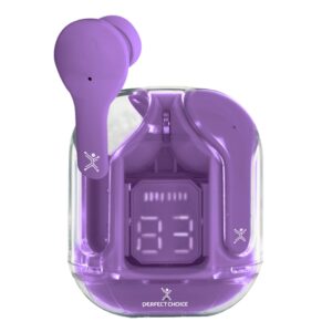 PC-117049 Audífonos Inalámbricos Bluetooth Transparentes ClearBeat Color Morado | PERFECT CHOICE