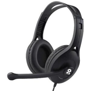 Diadema con Micrófono - Negro, Alámbrico, 3.5mm, Ajustable, Almohadillas acolchadas, C/Control de Volúmen, BROBOTIX, 651305