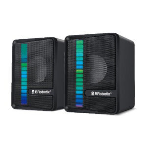 Bocina alambrica - stereo, usb + 3.5 mm, c/control de volumen, antideslizante, de escritorio, p/pc/laptop, negro BROBOTIX 963920