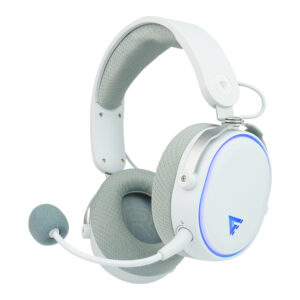 HSB600-WH Diadema GAME FACTOR hsb600 inalámbricos - 18 horas, triple conectividad 2.4/bt/tipo c, micrófono removible, surround 7.1, rgb, blanco