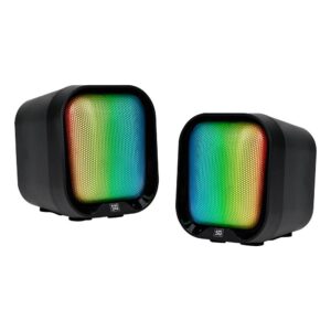 Bocina VORAGO SPK-109 8 modos de iluminación RGB - Tamaño compacto con 2W RMS cada bocina