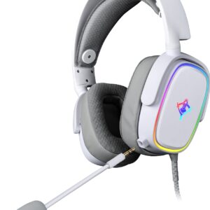Yeyian diadema gamer proud serie 3500 blanco - 3.5mm audio y mic compatible con consolas de videojuego, almohadillas acolchadas, mod. YDG-33406