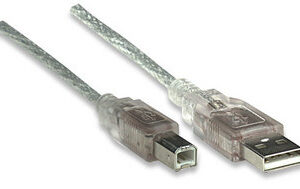 MANHATTAN 333405 Cable para Dispositivos USB B de Alta Velocidad - USB tipo A macho a USB tipo B macho Color Plata.