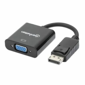 MANHATTAN 151962 Convertidor de Diplayport a VGA; DisplayPort Macho a VGA HD15 Hembra - 15 cm activo color Negro.