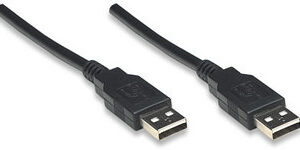 MANHATTAN 306089 Cable para Dispositivos USB A de Alta Velocidad - USB 2.0, A macho/ A macho, 480 Mbps, 1.8 m, Negro