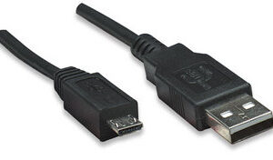 MANHATTAN 325677 Cable para Dispositivos USB Micro-B de Alta Velocidad - USB 2.0, A macho/ Micro-B macho, 480 Mbps, 0.5 m, Negro