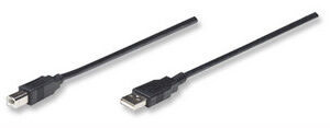 MANHATTAN 333382 Cable para Impresora USB 2.0 de USB A macho/ USB-B macho - 3 m Color Negro.