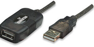 MANHATTAN 150958 Cable de Extensión Activa USB de Alta Velocidad USBA Macho/ A Hembra - 20m, con repetidor incluido.