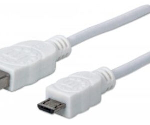324069 Cable USB MANHATTAN - 1, 8 m, USB A, Micro-USB B, Macho/Macho, Color blanco