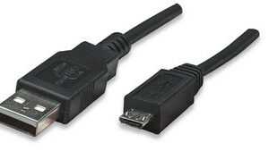 MANHATTAN 307178 Cable USB A a Micro-B de Alta Velocidad - 1.8m color negro.