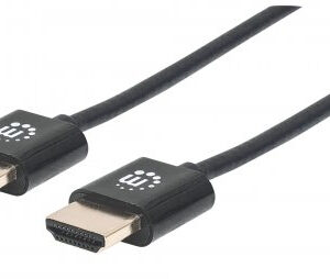 Cable HDMI 2.0 - Alta Velocidad con Ethernet ULTRADELGADO 4K@60Hz MANHATTAN 394369, 1, 8 m, Macho, Negro